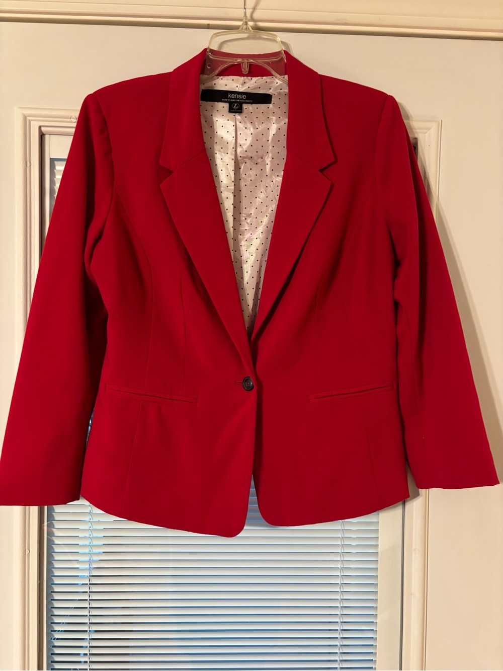 Kensie Women's Bright Red Single-Button Blazer